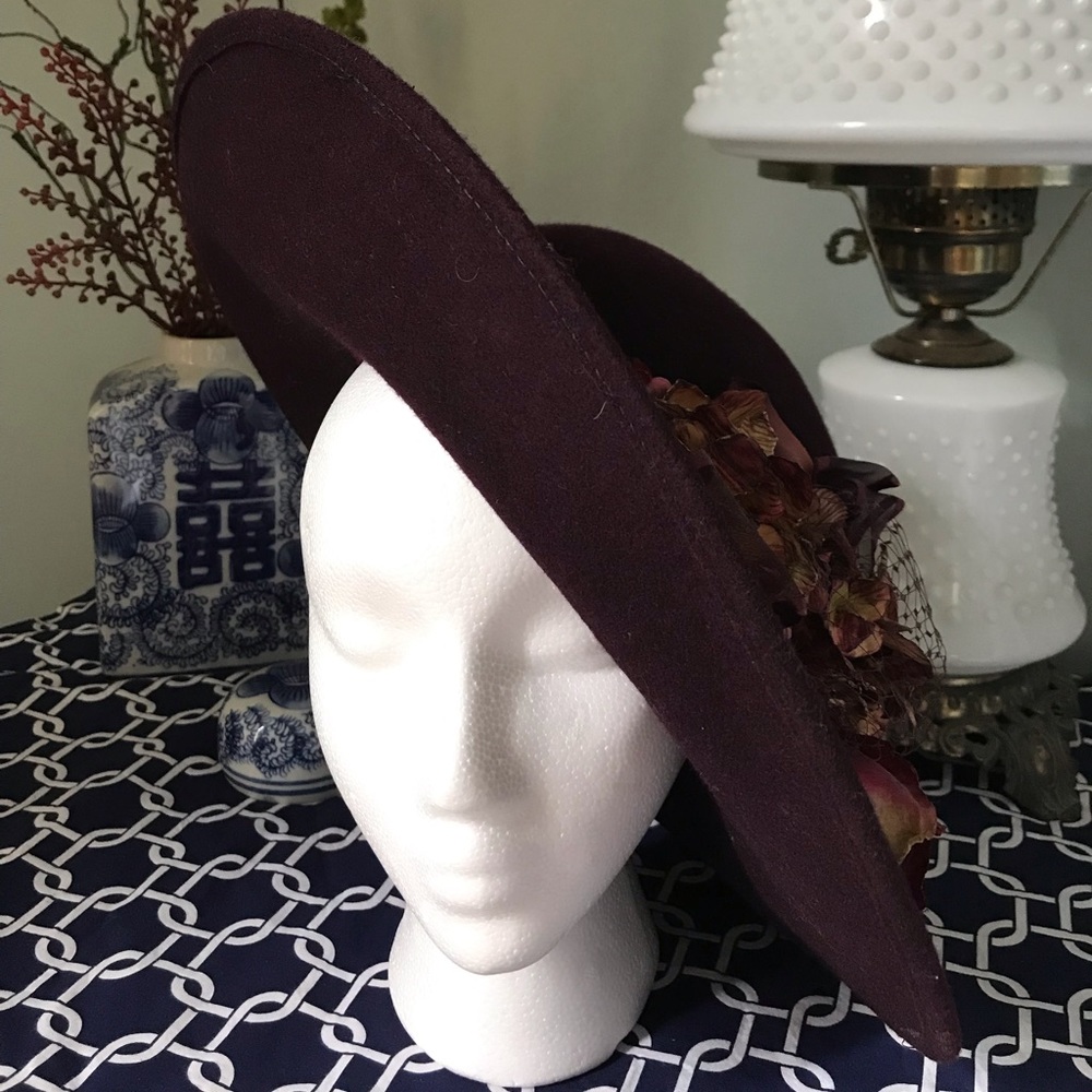 COPY - Vintage Large Brim Purple Derby Hat